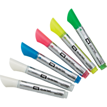 Quartet&reg; Glass Board Neon Markers Bullet Tip Assorted Colours 6/pkg *For Dark Glass Surfaces*