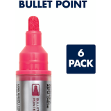 Quartet&reg; Glass Board Neon Markers Bullet Tip Assorted Colours 6/pkg *For Dark Glass Surfaces*