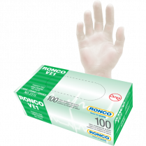 RONCO VE1 Examination Vinyl Gloves Large Clear 100/box
