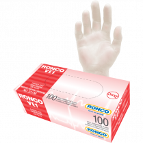 RONCO VE1 Examination Vinyl Gloves Medium Clear 100/box