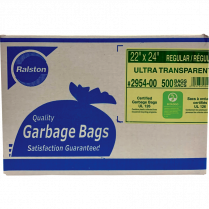 Ralston 2900 Series EcoLogo&trade; Industrial Garbage Bags Regular 22' x 24" Clear 500/ctn