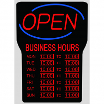 Royal Sovereign LED Open Sign with Business Hours English