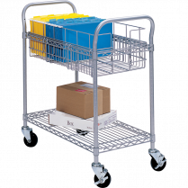 Safco&reg; Wire Mail Cart 600lb Capacity 18-3/4"S x 26-3/4"D x 38-1/2"H Metallic Grey