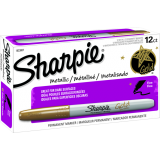 Sharpie&reg; Metallic Markers Fine Tip Gold 12/box