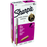 Sharpie&reg; Metallic Markers Fine Tip Gold 12/box