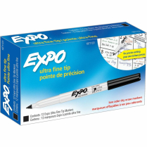 Expo&reg; Low Odour Dry Erase Markers Ultra Fine Black 12/box