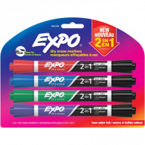 Expo&reg; 2-in-1 Dry Erase Markers Chisel Tip Assorted Buisness Colours 4/pkg