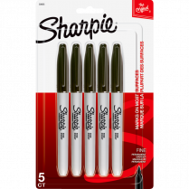 Sharpie&reg; Fine Permanent Markers Fine Tip Black 5/pkg
