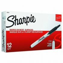 Sharpie&reg; Retractable Permanent Markers Fine Tip Black 12/box
