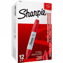 Sharpie&reg; Chisel Tip Permanent Markers Chisel Tip Red 12/box