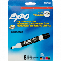 Expo&reg; Low Odour Dry Erase Markers Chisel Tip Assorted Colours 8/pkg