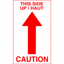 Peel and Stick Label Rolls This Side Up Red/White 500 labels/roll