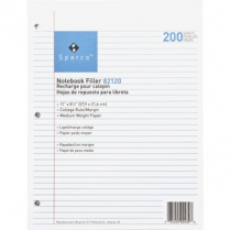 Sparco Notebook Filler Paper College Ruled 8-1/2"x11" 200/pkg