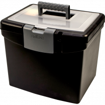 Storex&reg; File Totes with Organzier Lid Letter Black