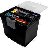 Storex&reg; File Totes with Organzier Lid Letter Black