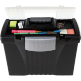 Storex&reg; File Totes with Organizer Lid Letter /  Legal Black