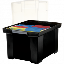 Storex&reg; Comfort Grip Letter/Legal File Tote Black with Clear Lid