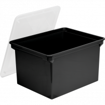 Storex&reg; Durable Letter/Legal File Tote Black with Clear Lid