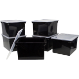 Storex&reg; Durable Letter/Legal File Tote Black with Clear Lid