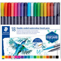 Staedtler&reg; Double-Ended Watercolour Brush Pens Assorted Colours 18/pkg