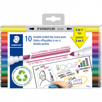 Staedtler&reg; Double-Ended Dry Erase Markers Assorted Colours 10/pkg
