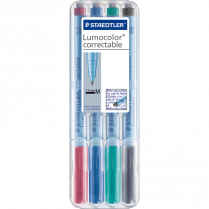 Staedtler&reg; Lumocolor&reg; correctable Markers Medium Assorted Colours 4/pkg