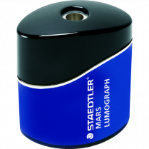 Staedtler&reg; Mars&reg; Lumograph&reg; Pencil Sharpener with Container Single Hole Blue with Black Top