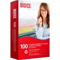 Basics&reg; Coloured Reversible File Folders 100/box - Various Sizes & Colours