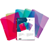 Winnable Slant Binder Pockets Assorted Colours 5/pkg