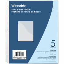 Winnable Slant Binder Pockets Clear 5/pkg