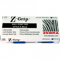 Zebra Z-Grip&trade; Retractable Ball Point Pen Medium Point Blue 12/box