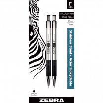 Zebra F-301&reg; Retractable Ball Point Pen Fine Point Black 2/pkg
