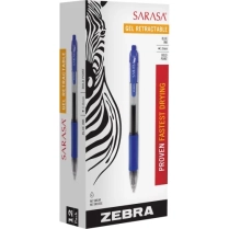 Zebra Sarasa&trade; dry X20 Retractable Gel Pens 1.0mm Blue 12/box