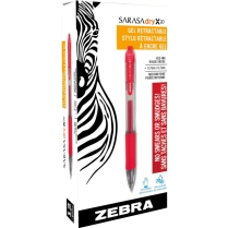 Zebra Sarasa&trade; dry X20 Retractable Gel Pens 0.7mm Red 12/box