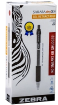 Zebra Sarasa&trade; dry X20 Retractable Gel Pens 0.7mm Port 12/box