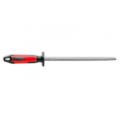 F.Dick 731712563 Regular Cut Sharpening Steel, 10" Round, Red/Black.