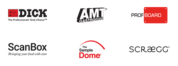 Brand logos for AMT, FDick, Profboard, ScanBox and Sample Dome.