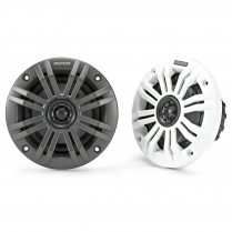 Haut-parleurs marins coaxiaux Kicker - S&eacute;rie KM44, 4 "2 voies, 300 W de cr&ecirc;te (100 W RMS), 1/2" tweeter, avec couvercles de grille interchangeables blancs et anthracite