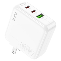 HOCO C115 Chargeur Mural 65W GaN &ndash; 2&times;USB-C + USB-A (Recharge Rapide)