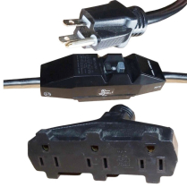 EXT 3' 3/12 20A GFCI NOIR 3 SORTIES