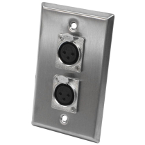 PLAQUE MURALE INOX DOUBLE XLR FEMELLE - NEUTRIK