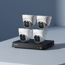 KIT DE 4 CAM&Eacute;RAS DOME IP 4K 8MP POE AVEC IA &mdash; 2TB