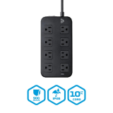 BARRE D'ALIM. 8 PRISES 900J IPX6 CORDON 10 PIEDS