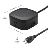 MULTIPRISE ELECTRIQUE A 2 PRISES ET 3 USB NOIR GLOBE