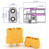 CONNECTEUR BAT LIPO DOUBLE BULLET M-F 90A
