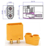 CONNECTEUR BAT LIPO DOUBLE BULLET M-F 90A