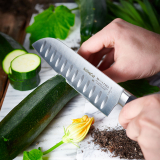 F.Dick ActiveCut Santoku Knife Kullenschliff Black 7"