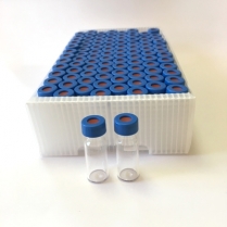 Vial & Cap 2mL CLR 9mm Blue PTFE/Red Sil