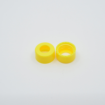 Cap Screw 9mm Yellow Ribbed PP Open Top Cap Only