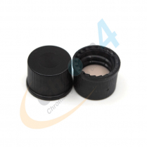 Cap Screw 8mm Black Ribbed PP Closed Cap PTFE/F217